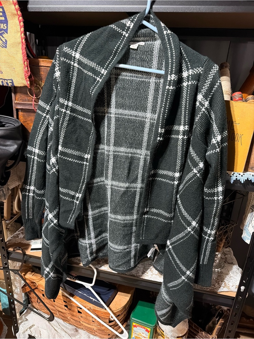Merona Black & White Plaid Teddy Jacket